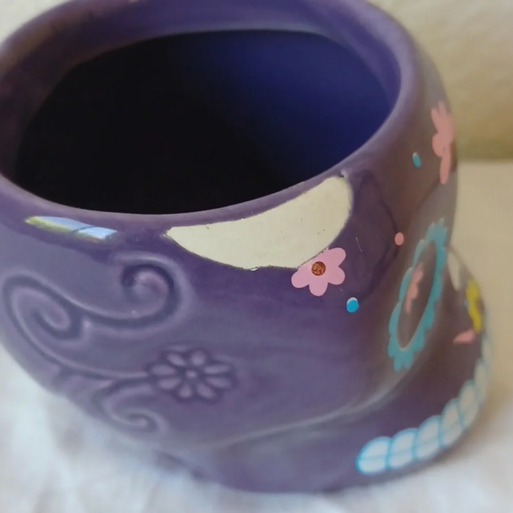 3/$25 SALE Mexican Sugar Skull Día de Muertos Mini Ceramic Planter, Purple